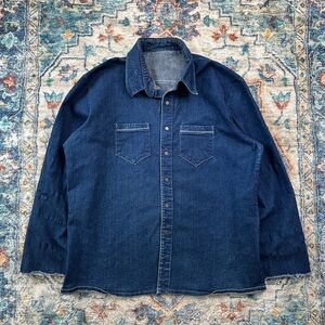 Vintage Heavy Dark Wash Denim Button-up Shirt Size XL